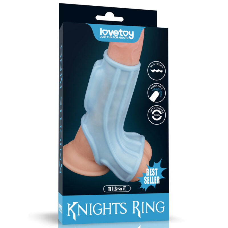 Anillo vibrador azul con funda escrotal – Ridge Knights Ring LoveToy