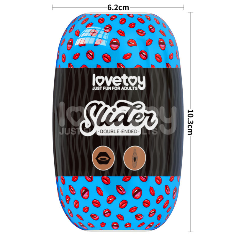 Masturbador compacto Slider marrón con doble entrada boca y vagina y textura envolvente