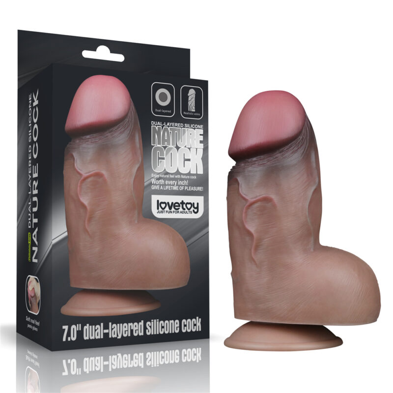 Consolador realista de 7 pulgadas Lovetoy silicona doble capa base succión