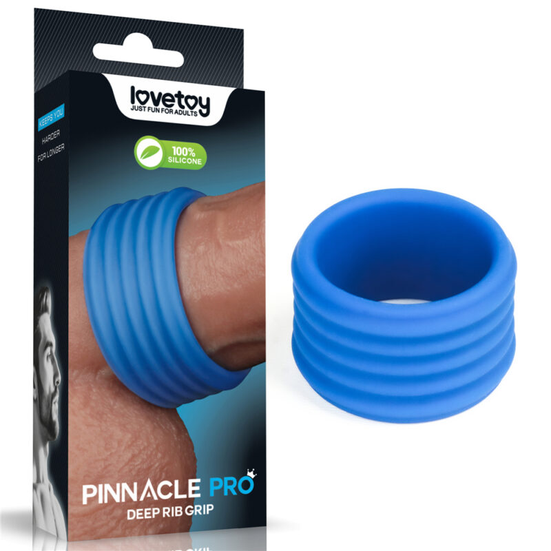 Anillo extensor con relieves Lovetoy Deep Rib Grip azul