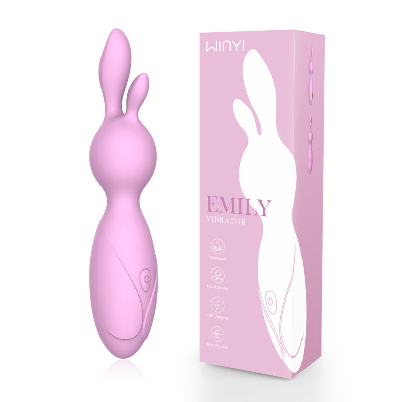 Vibrador de conejo EMILY de Winyi, 12 modos, silicona ergonómica y recargable USB